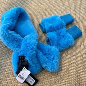 Jocelyn faux fur pull through scarf and fingerless gloves. NWT. SFA